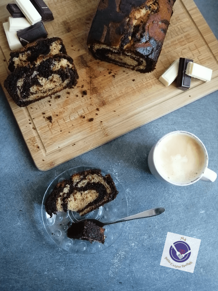 Recette Gourmande : Cake Marbré Chocolat Noir et&nbsp;Blanc