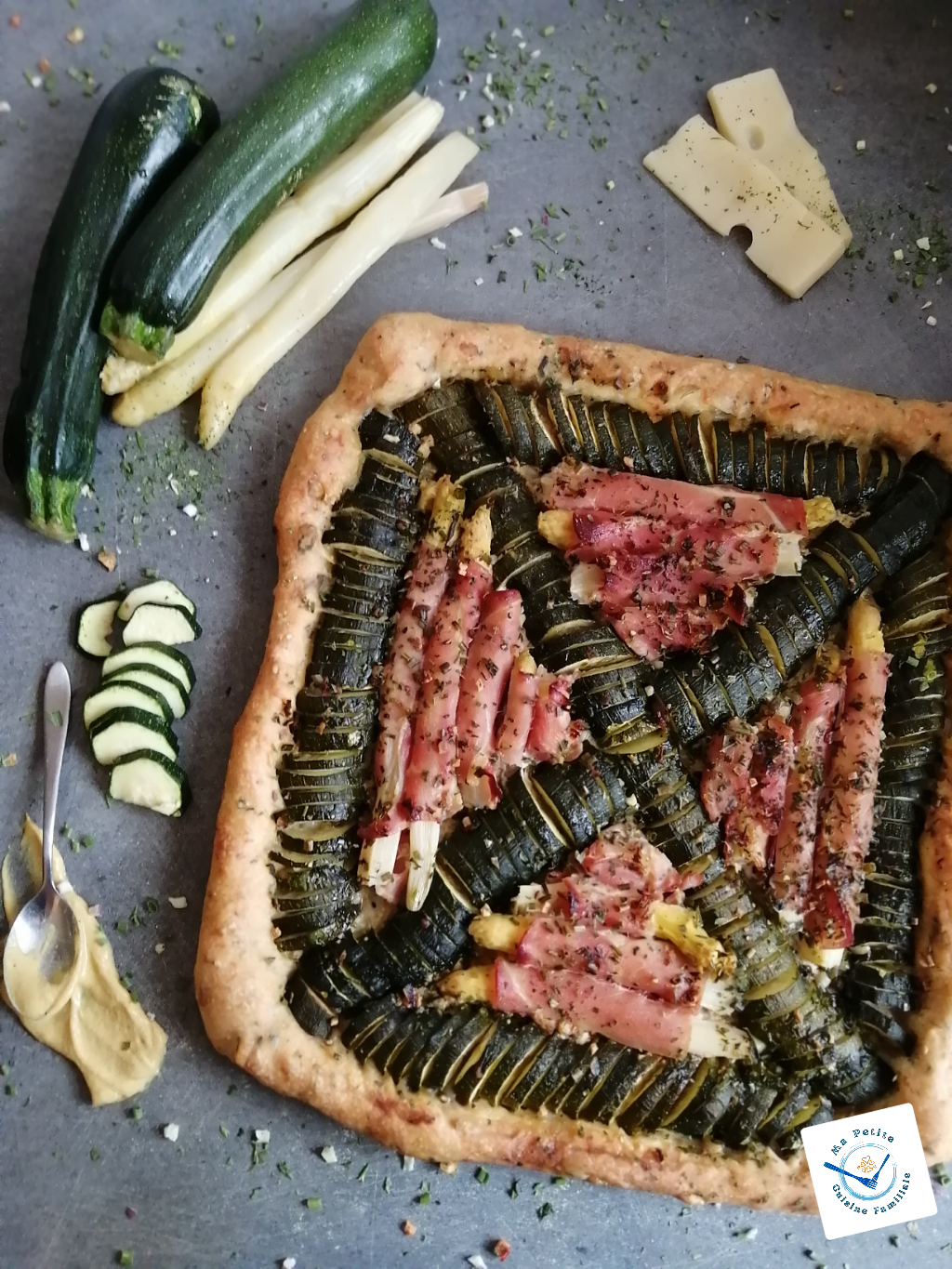 Tarte courgettes, asperges et jambon&nbsp;cru