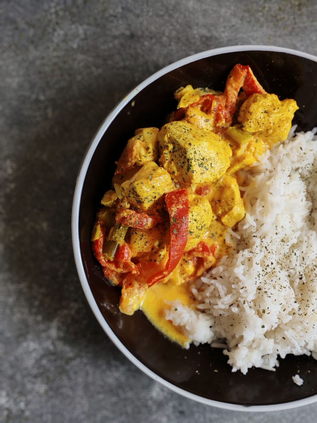 Poulet coco/curry/citron vert et petits&nbsp;légumes
